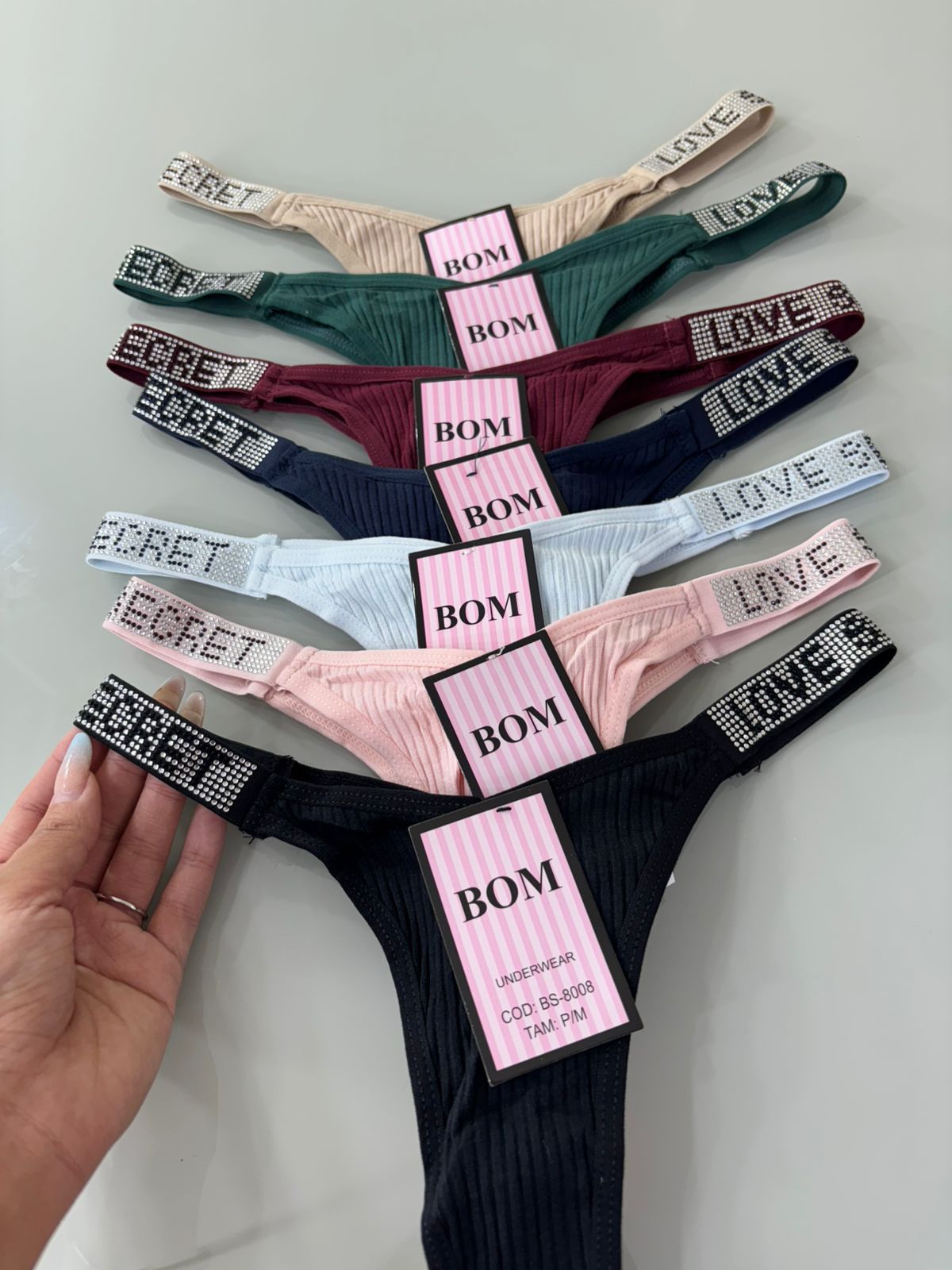 Pacote 12 Calcinhas Caneladas LOVE SECRET